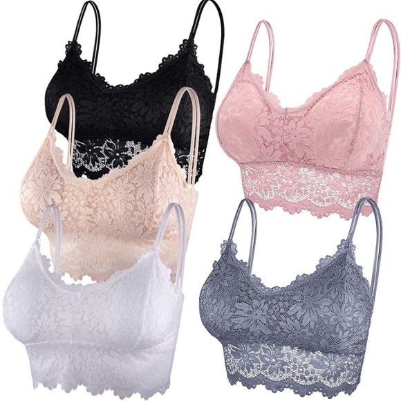 5 Pcs Lace Bralettes Padded Lace Bandeau - Picture 1 of 7